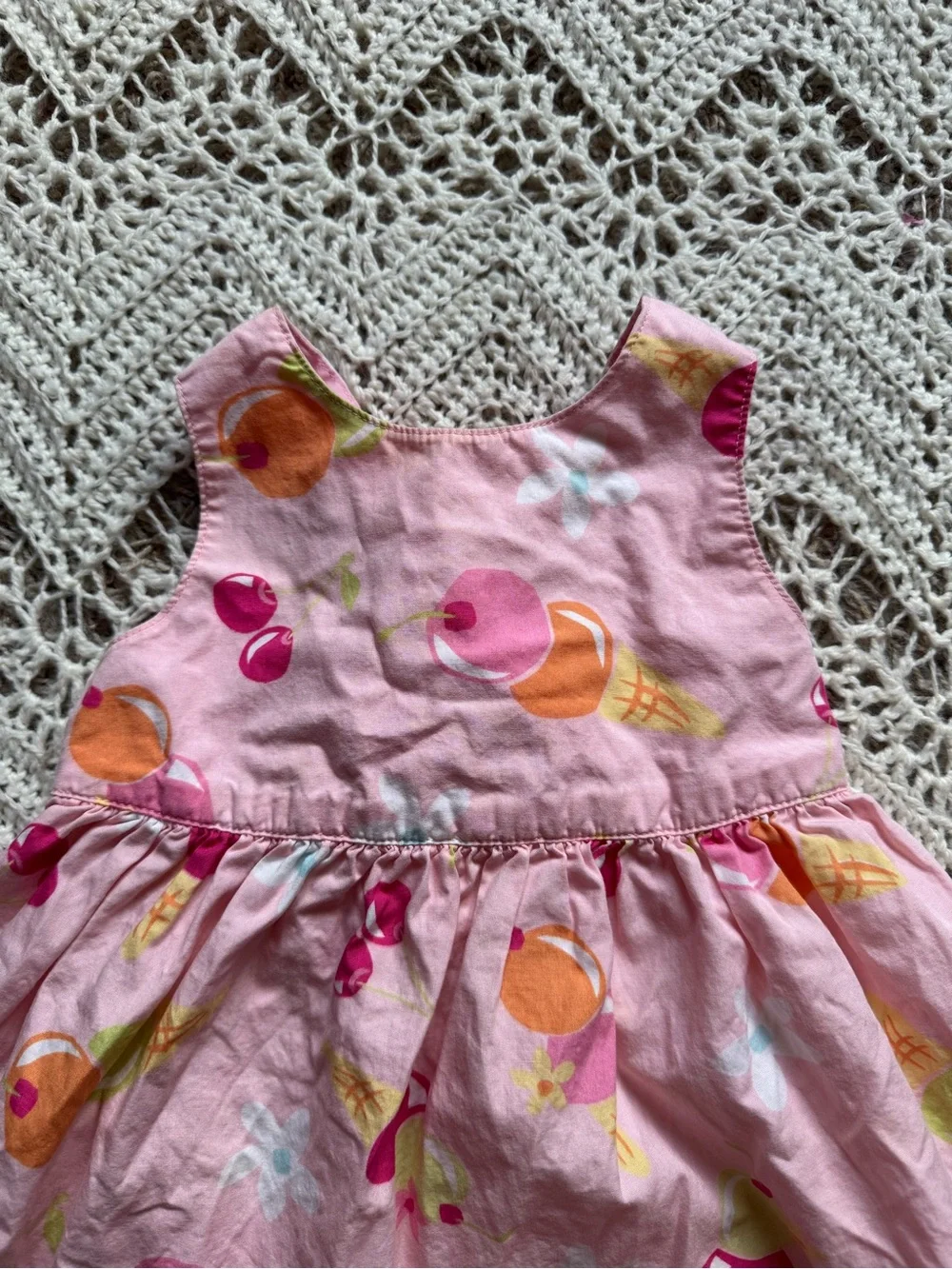 Vintage Gymboree 2002 Pink Ice Cream Print Sleeveless Dress Size 12-18 Mos